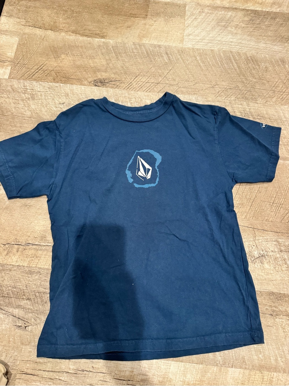 Volcom Navy Short-Sleeve Logo Tee with Light Blue Accent